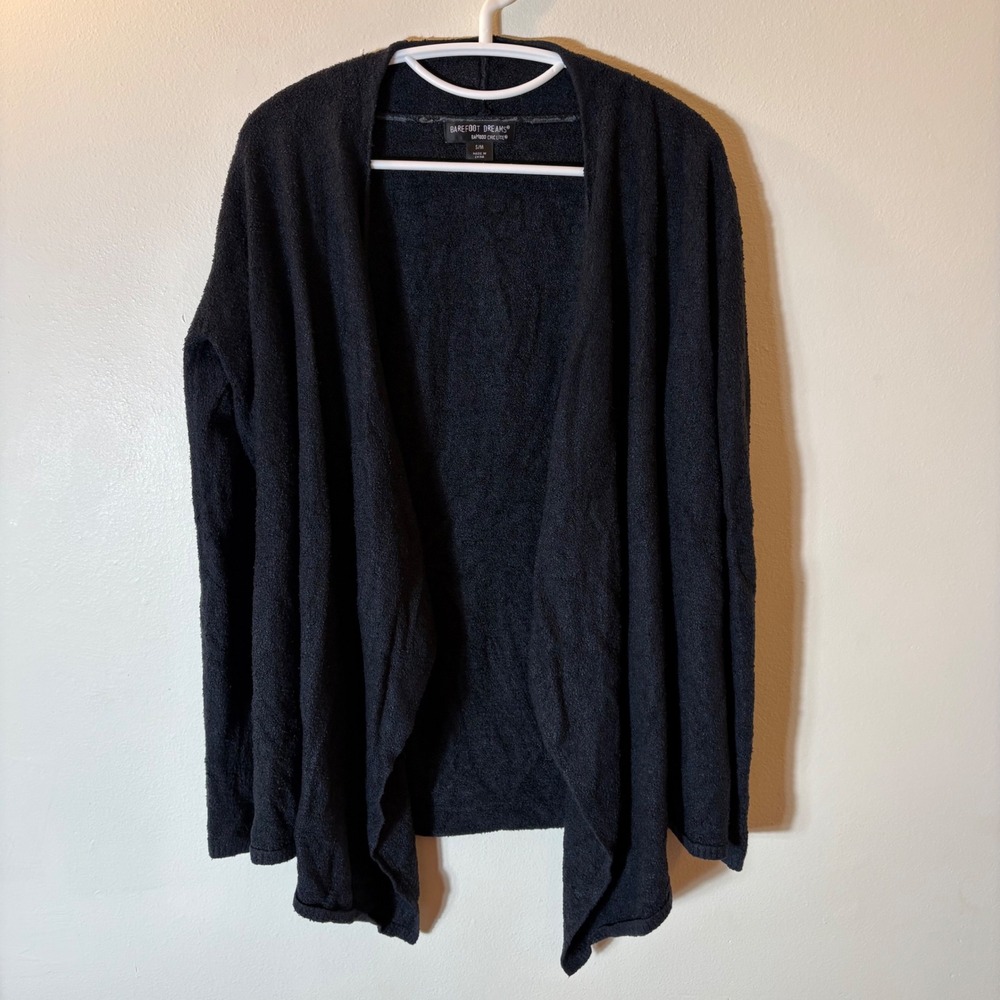 Barefoot Dreams Bamboo Chic Lite Black Open Front Cardigan Size S/M